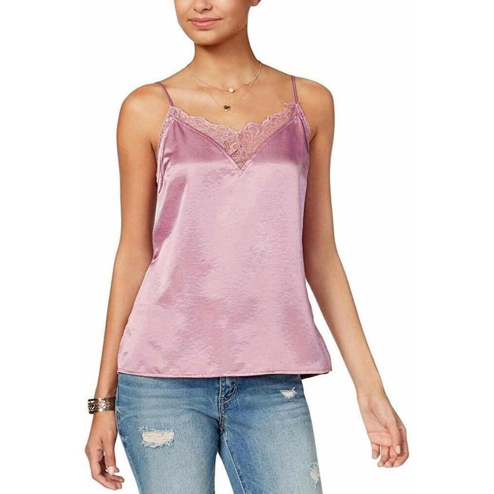 One Hart Juniors Lace Trim Cami Size Medium Camisole Top Pink New